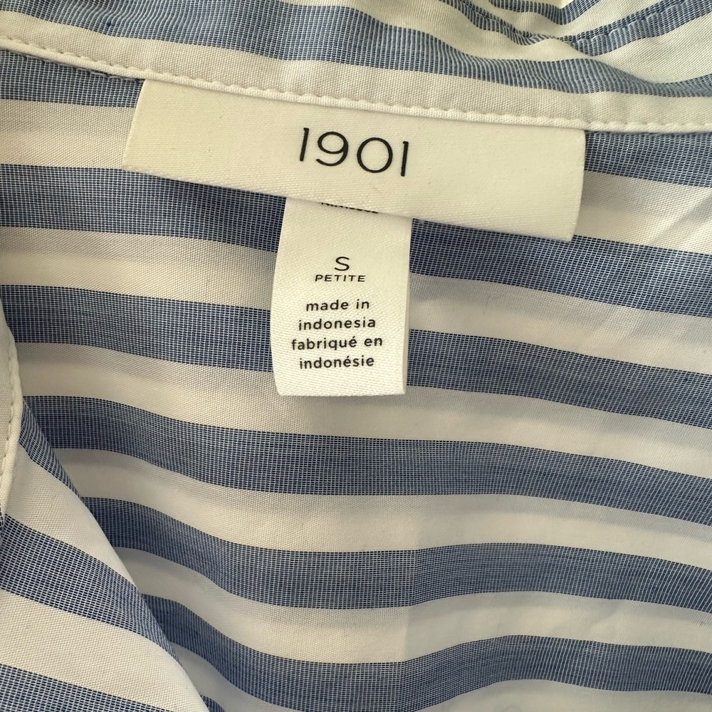 Nordstrom Navy and White Collared Striped Shirt Dress - Picture 3 of 3